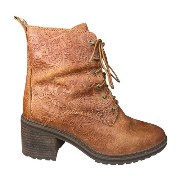 Timberland Women’s Sienna Brown Leather Embossed Ankle Boot Size US 10 - Picture 1 of 12